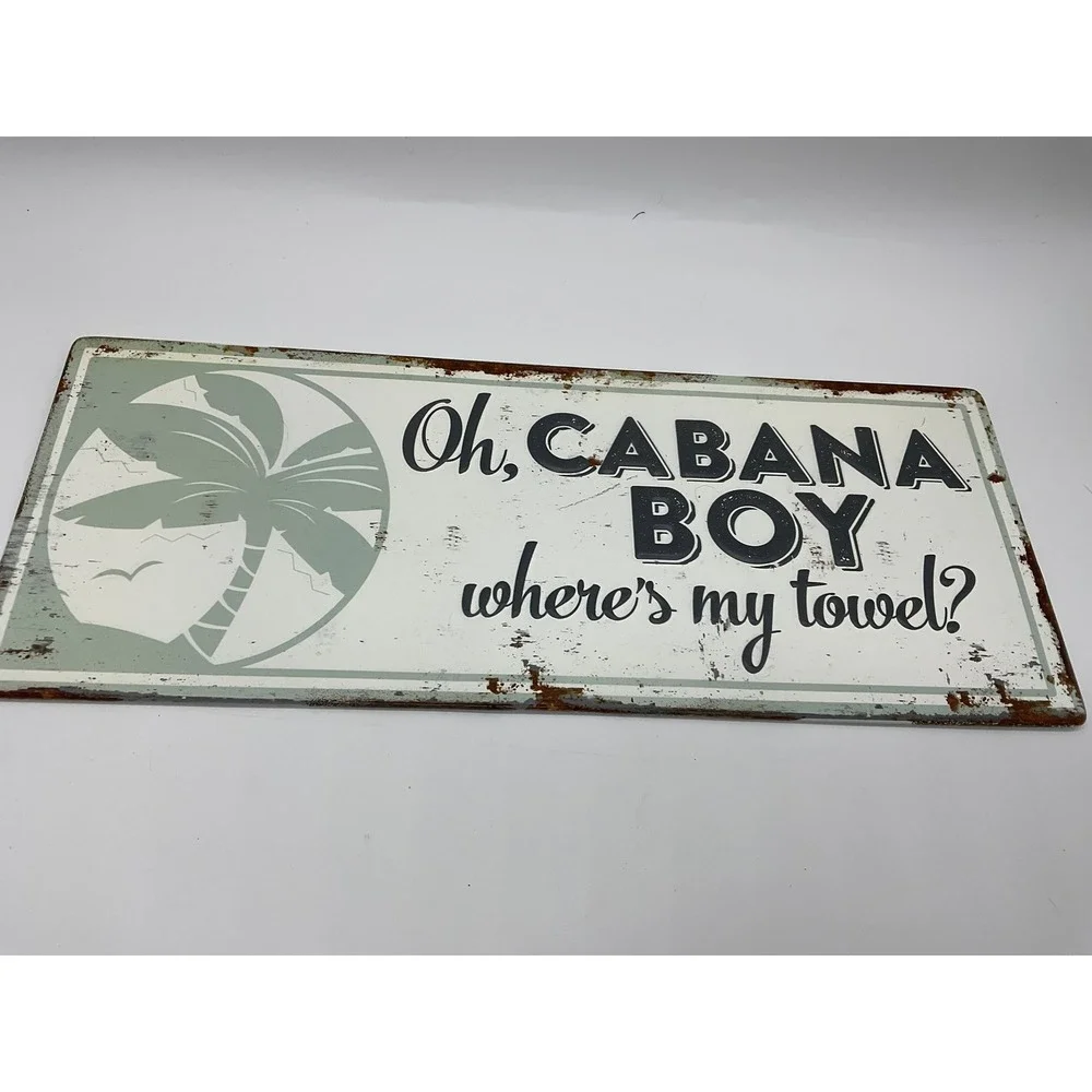 Hobby Lobby Metal Wall Decor Unisex 20x8 White Cabana Boy Tropical Beach Sign